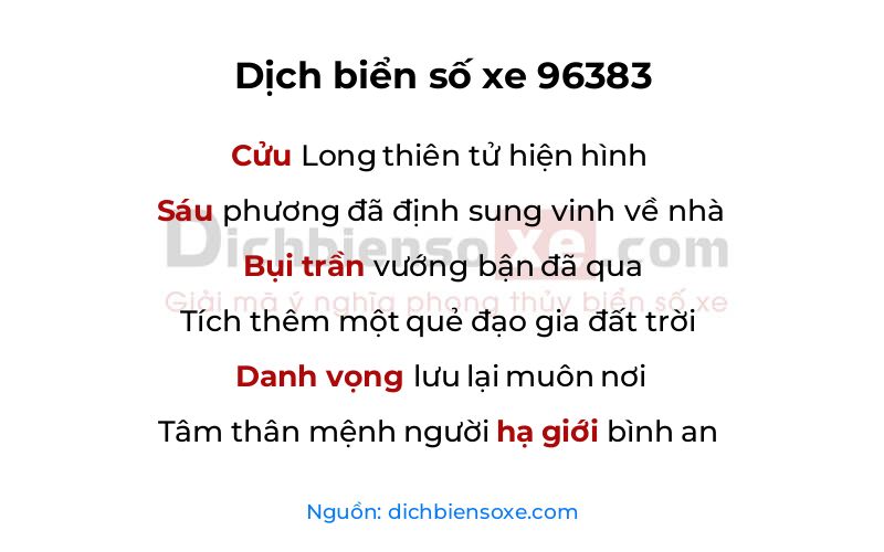 Dịch thơ biển số 96383