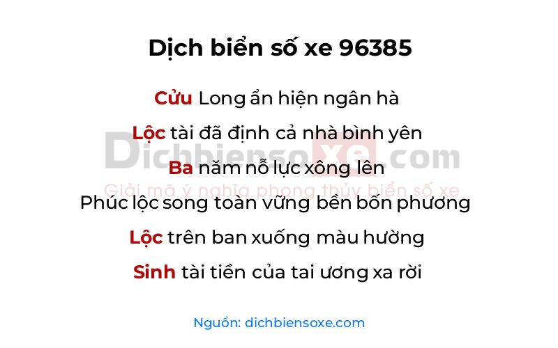 Dịch thơ biển số 96385