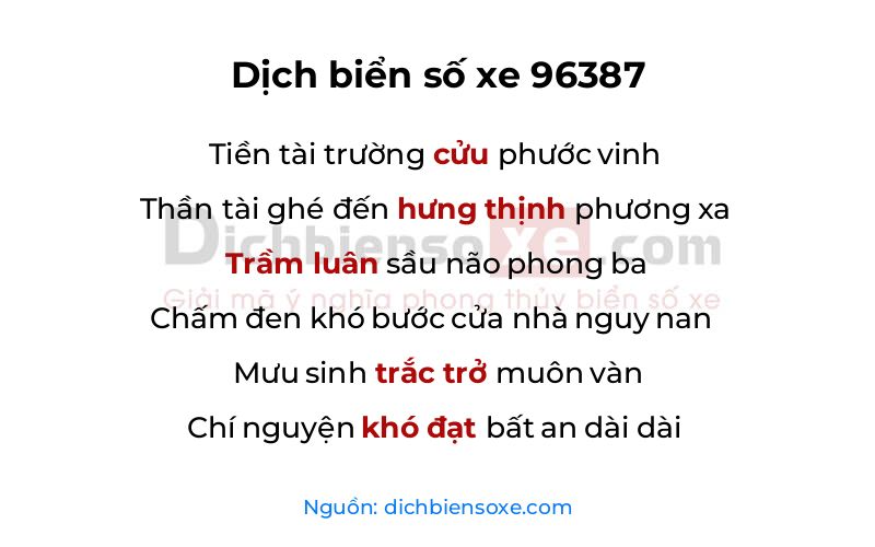 Dịch thơ biển số 96387