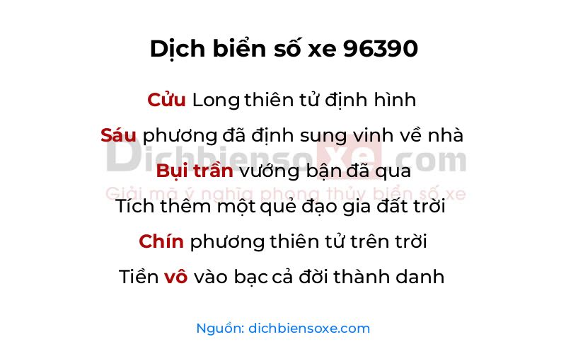 Dịch thơ biển số 96390