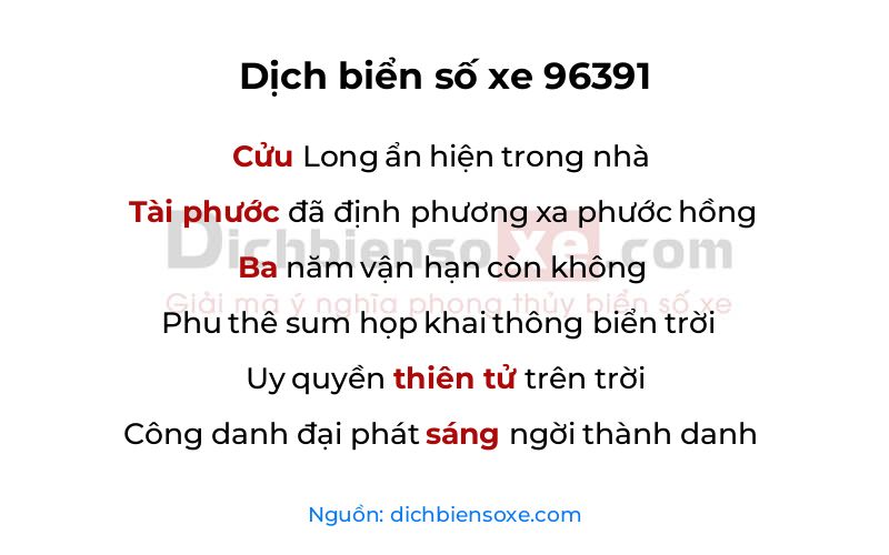 Dịch thơ biển số 96391