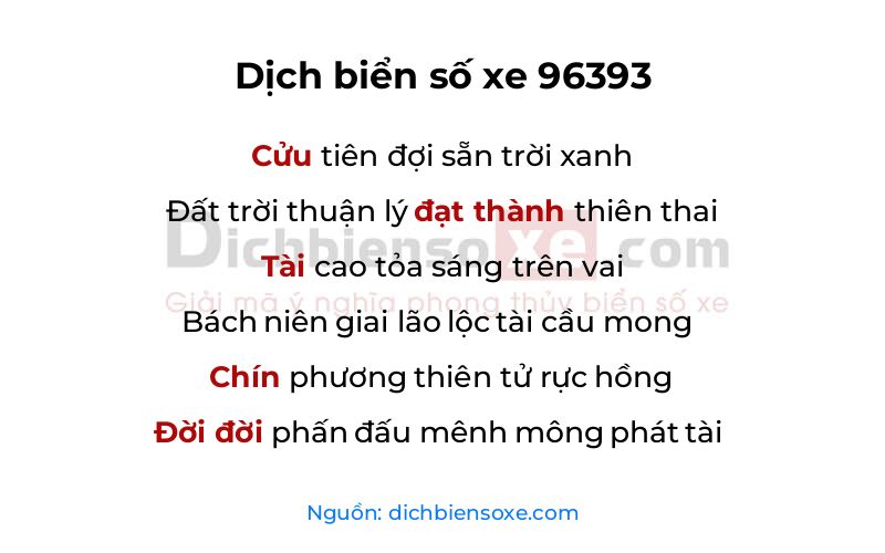 Dịch thơ biển số 96393