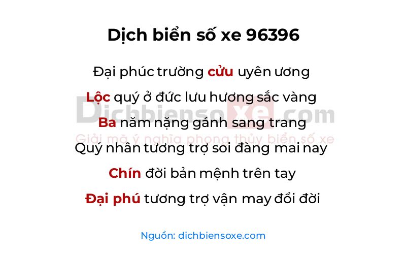 Dịch thơ biển số 96396