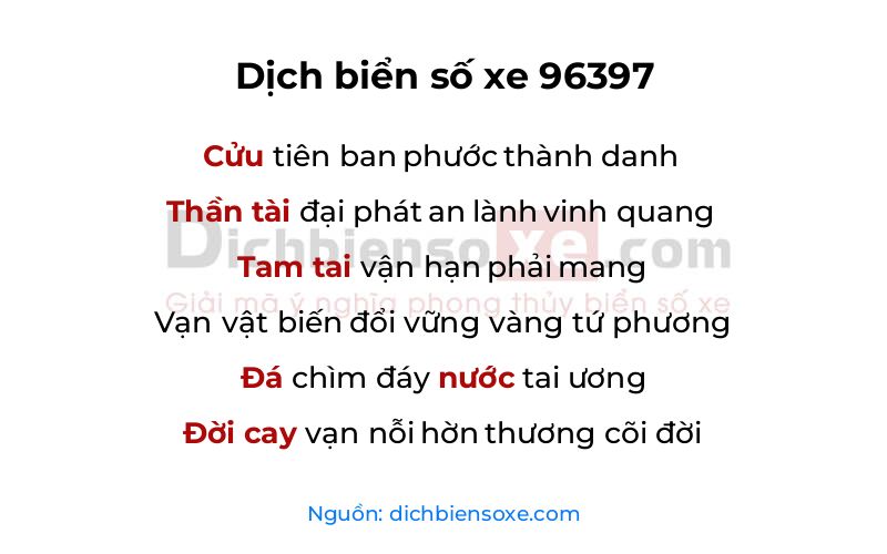 Dịch thơ biển số 96397