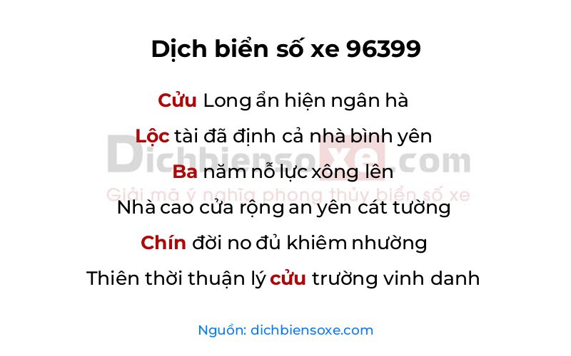 Dịch thơ biển số 96399