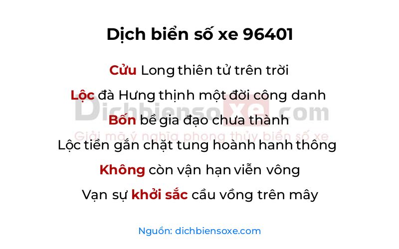 Dịch thơ biển số 96401