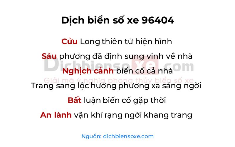 Dịch thơ biển số 96404