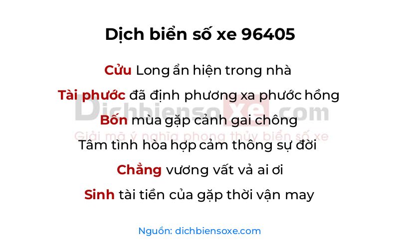 Dịch thơ biển số 96405