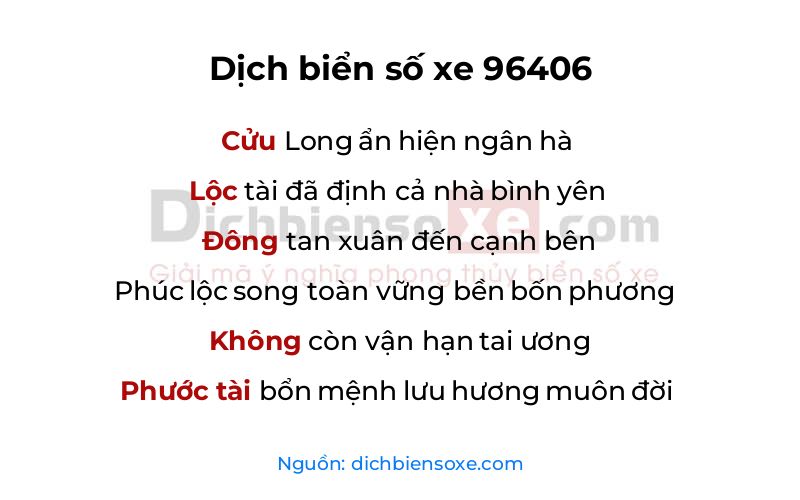Dịch thơ biển số 96406