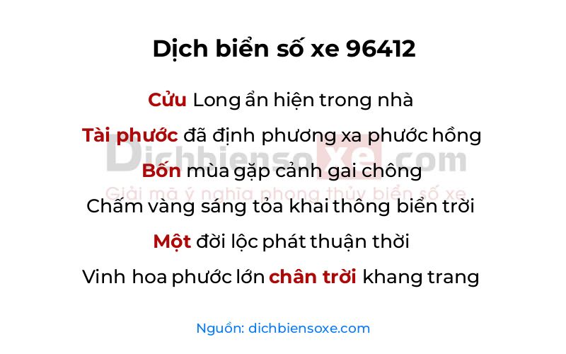 Dịch thơ biển số 96412