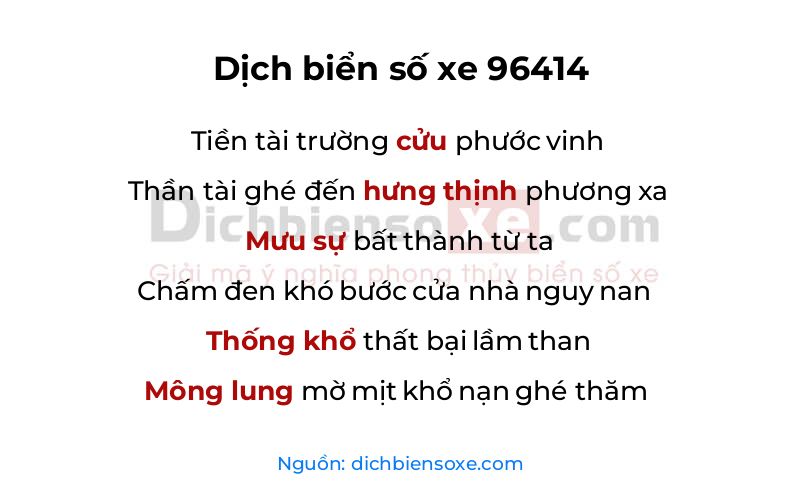Dịch thơ biển số 96414