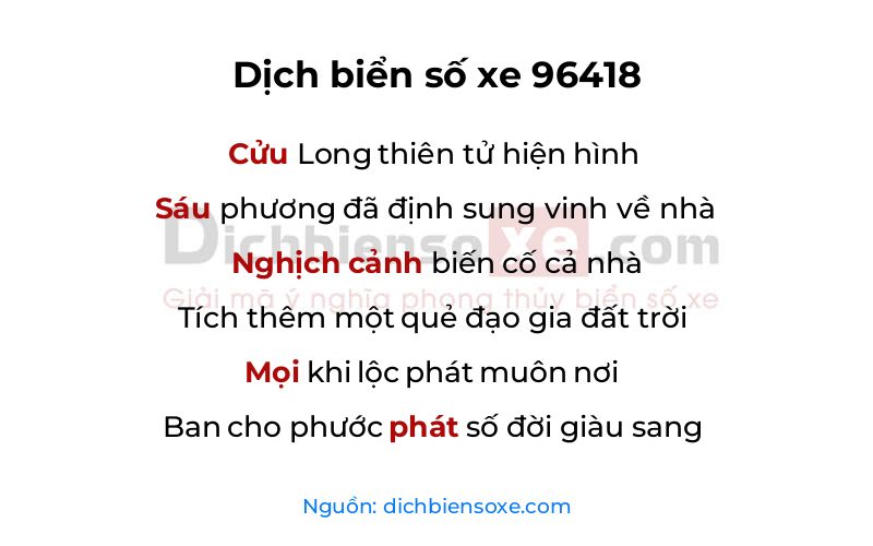 Dịch thơ biển số 96418