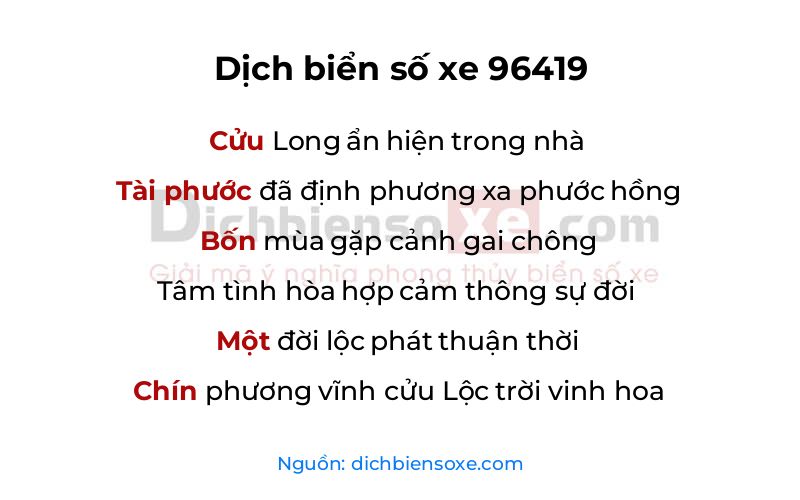 Dịch thơ biển số 96419