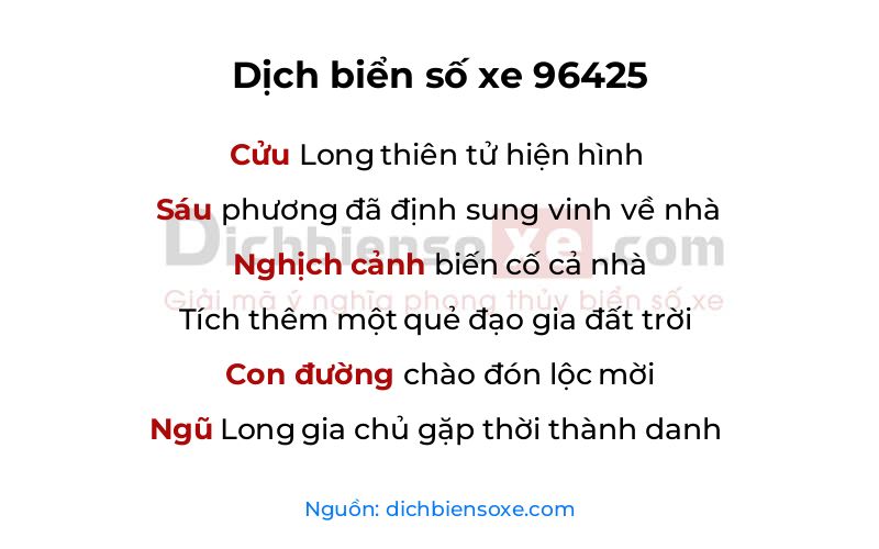 Dịch thơ biển số 96425