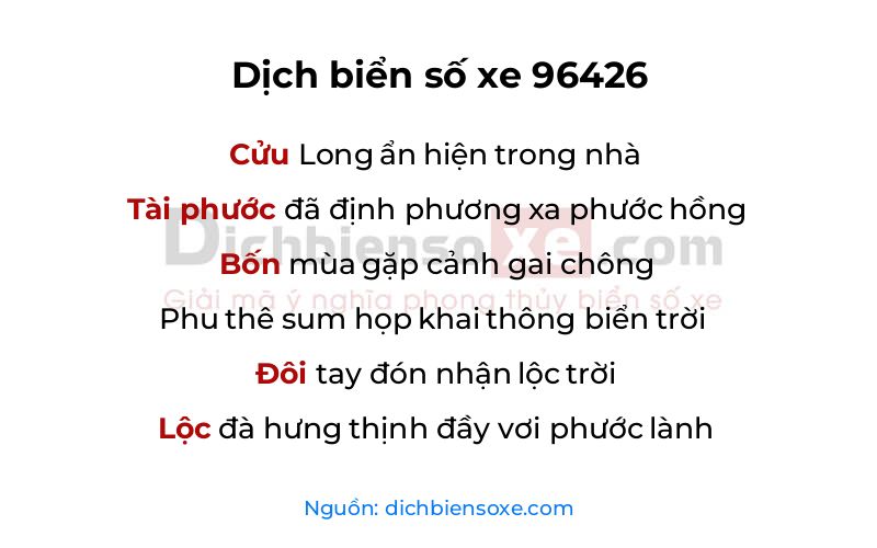 Dịch thơ biển số 96426