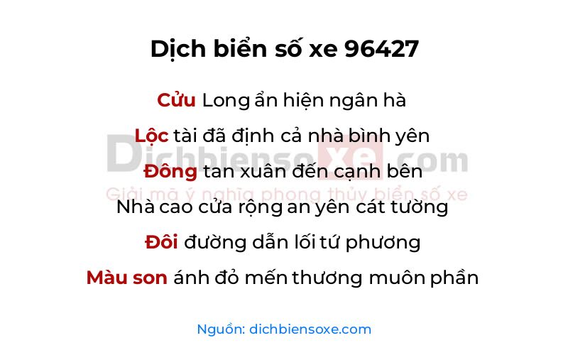 Dịch thơ biển số 96427
