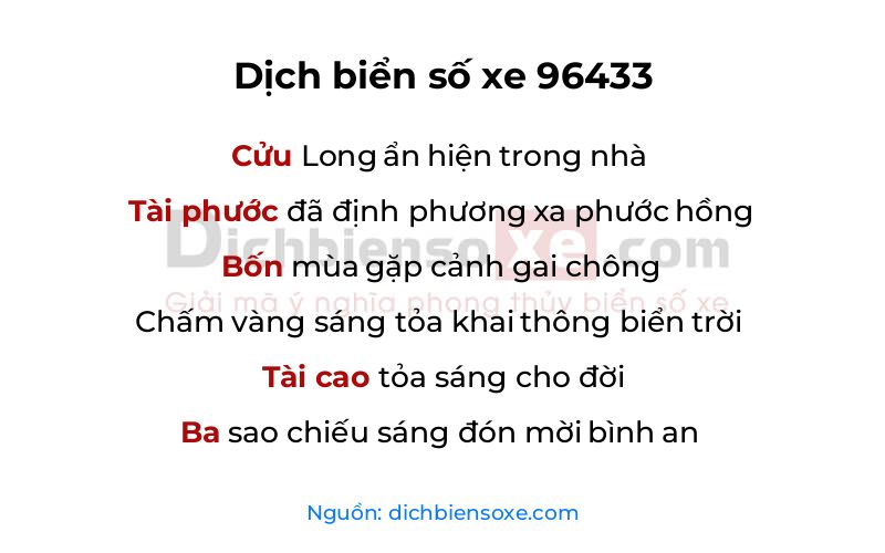 Dịch thơ biển số 96433