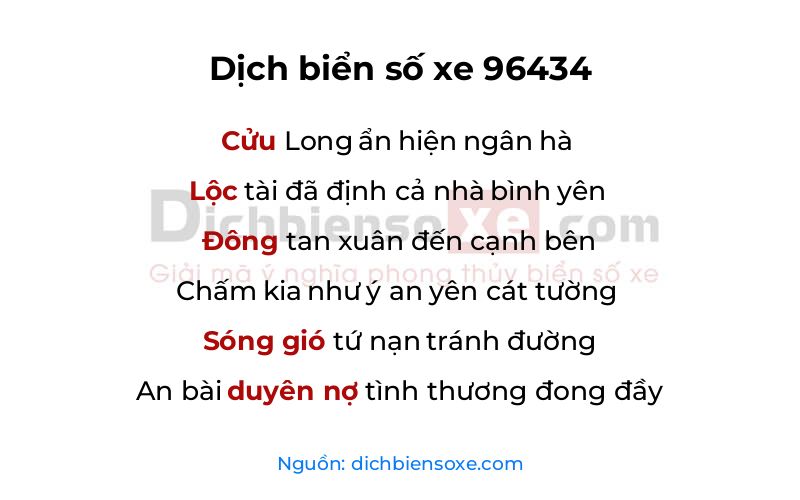 Dịch thơ biển số 96434