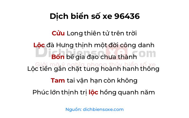 Dịch thơ biển số 96436