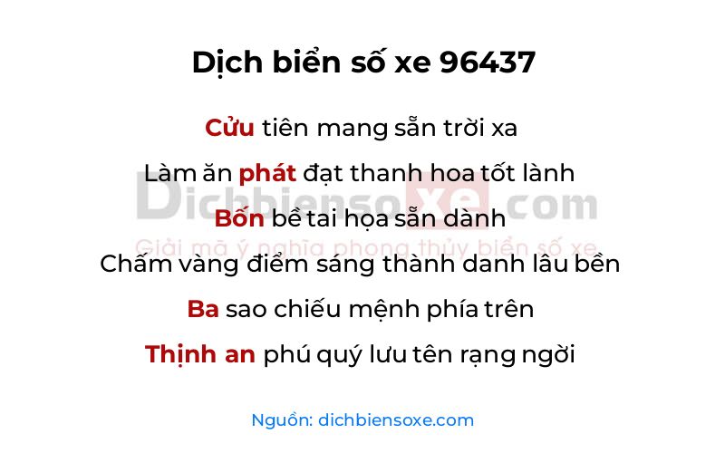 Dịch thơ biển số 96437