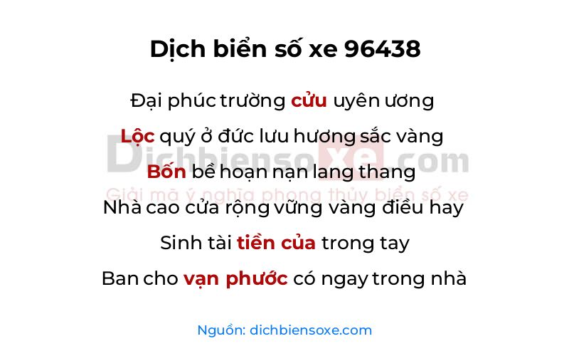 Dịch thơ biển số 96438