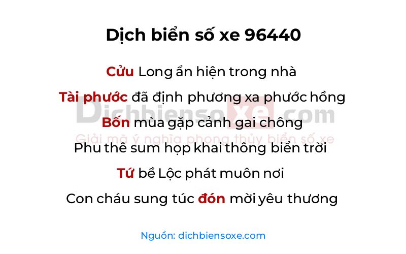 Dịch thơ biển số 96440
