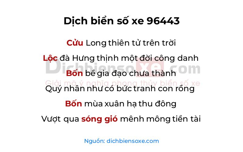 Dịch thơ biển số 96443