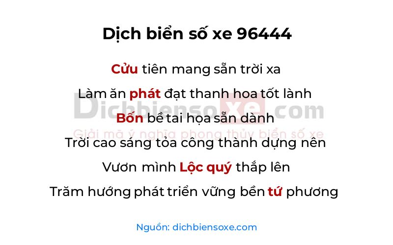 Dịch thơ biển số 96444