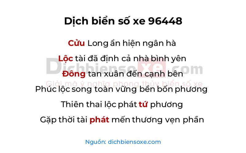 Dịch thơ biển số 96448