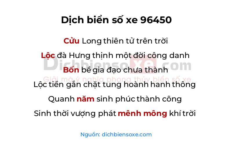 Dịch thơ biển số 96450
