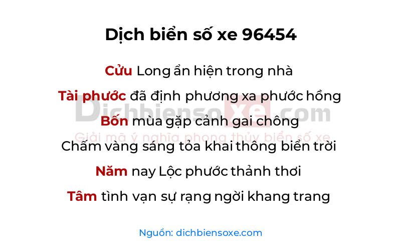 Dịch thơ biển số 96454