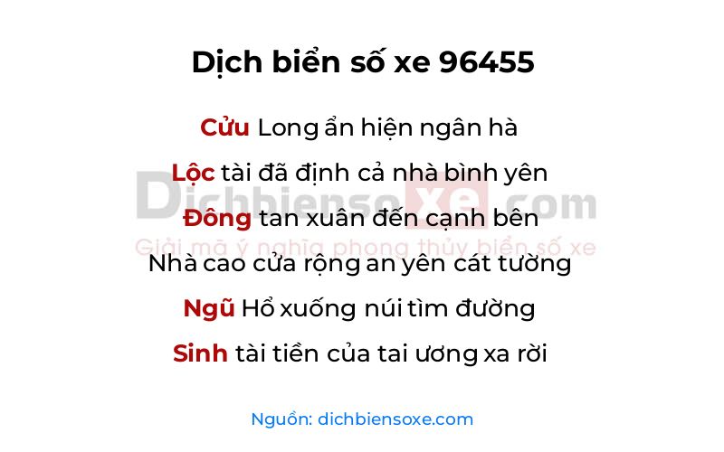 Dịch thơ biển số 96455