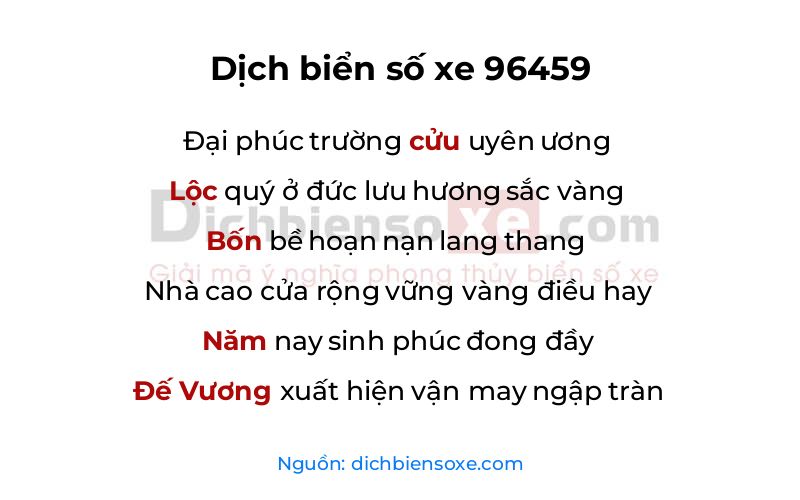 Dịch thơ biển số 96459