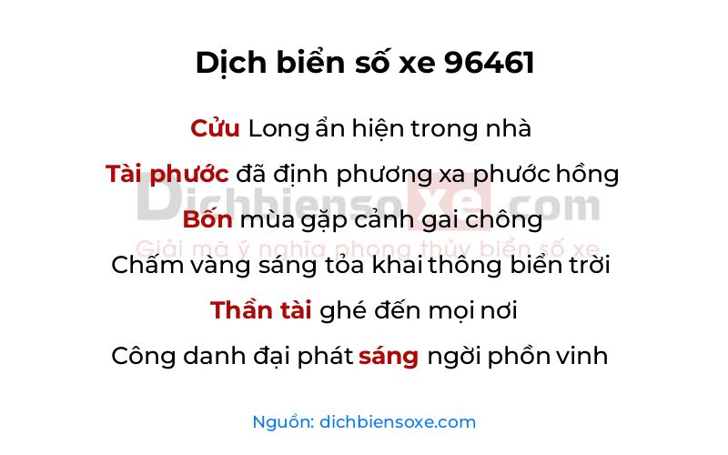 Dịch thơ biển số 96461
