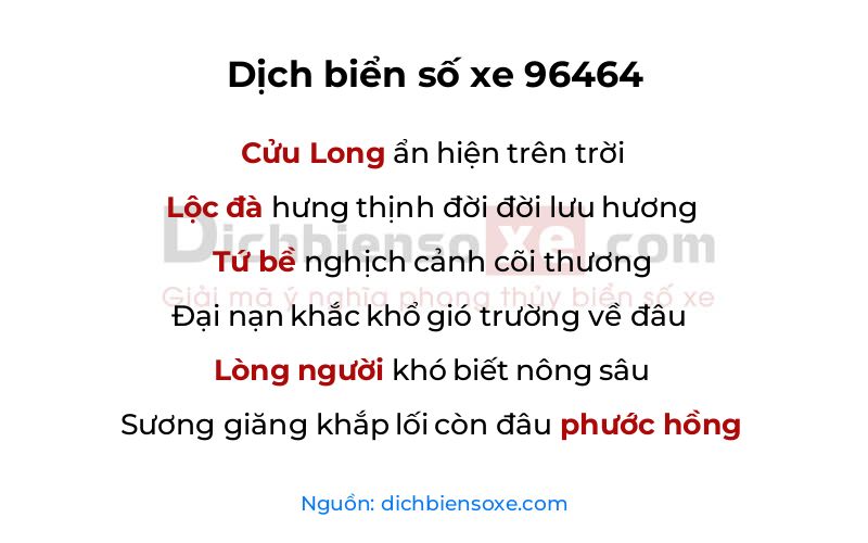 Dịch thơ biển số 96464