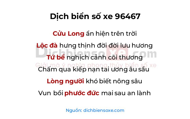 Dịch thơ biển số 96467