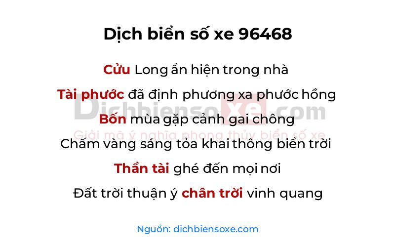 Dịch thơ biển số 96468