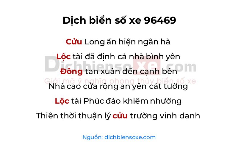 Dịch thơ biển số 96469