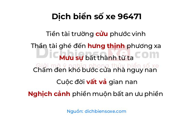 Dịch thơ biển số 96471
