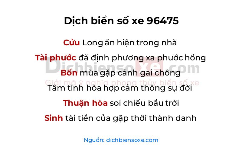 Dịch thơ biển số 96475