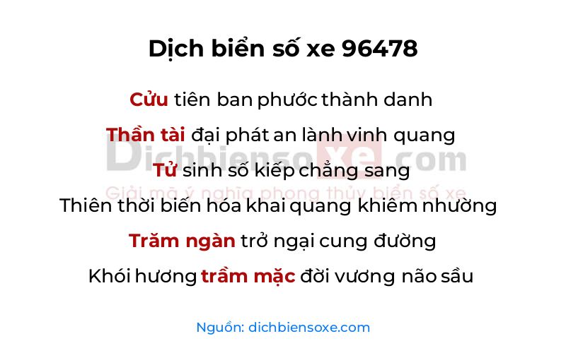 Dịch thơ biển số 96478