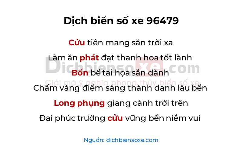 Dịch thơ biển số 96479