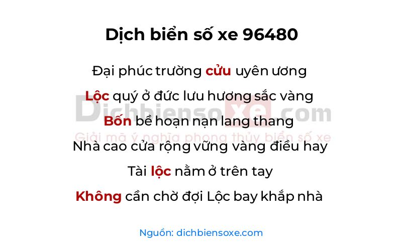 Dịch thơ biển số 96480