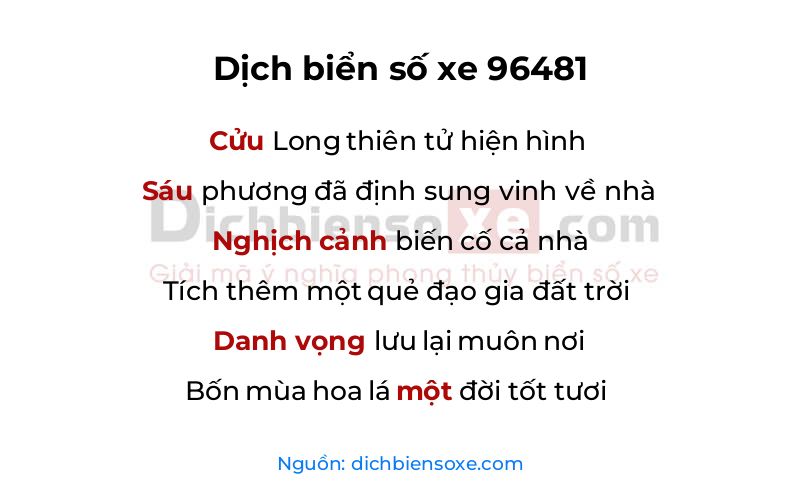 Dịch thơ biển số 96481