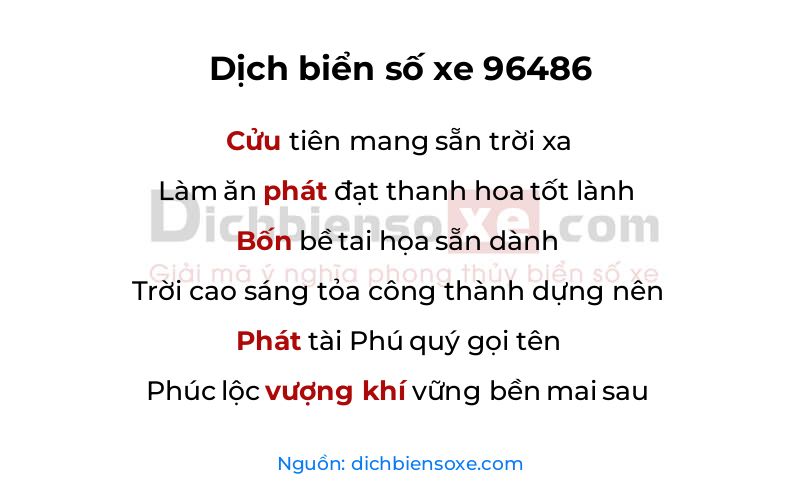 Dịch thơ biển số 96486