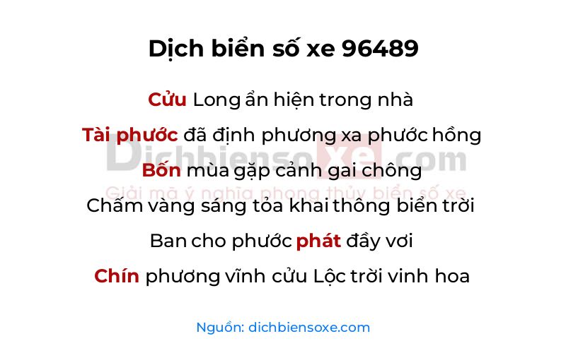 Dịch thơ biển số 96489