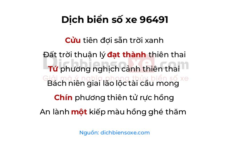Dịch thơ biển số 96491