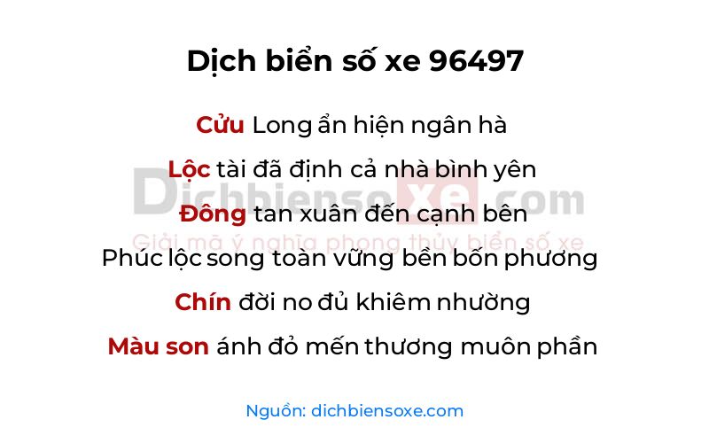 Dịch thơ biển số 96497