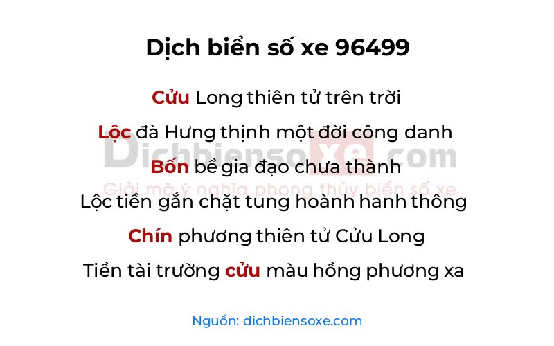 Dịch thơ biển số 96499