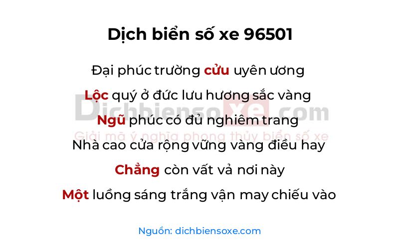 Dịch thơ biển số 96501